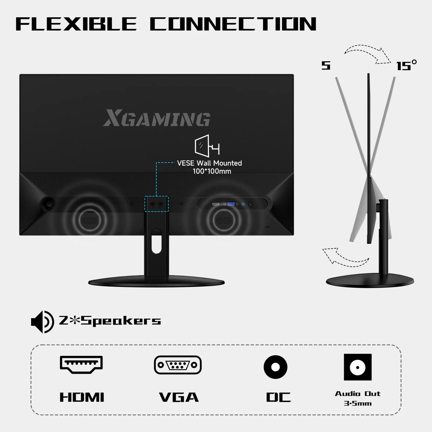 Ultra-Thin 24Inch 100Hz Gaming Monitor, FHD 1080P LED Monitor, 1920*1080P Monitor for Home Office, IPS HDR Computer Monitor HDMI Display with Low Blue Light, Free Sync, VESA Compatible