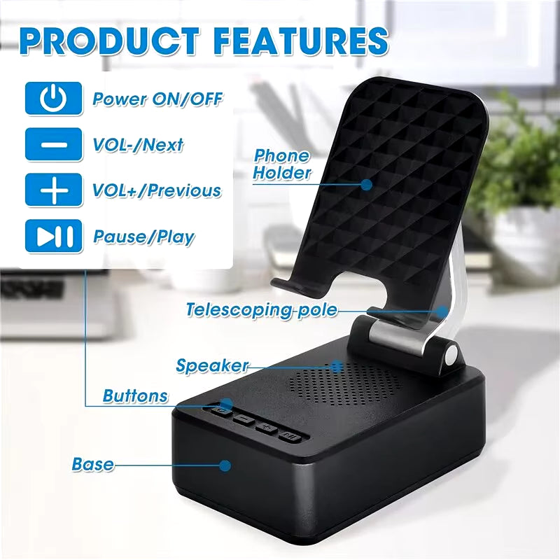 Mobile Cell Phone Stand Holder with Bluetooth Speaker HD Portable Wireless Speaker Adjustable Tablet Desktop Live Lazy Bracket